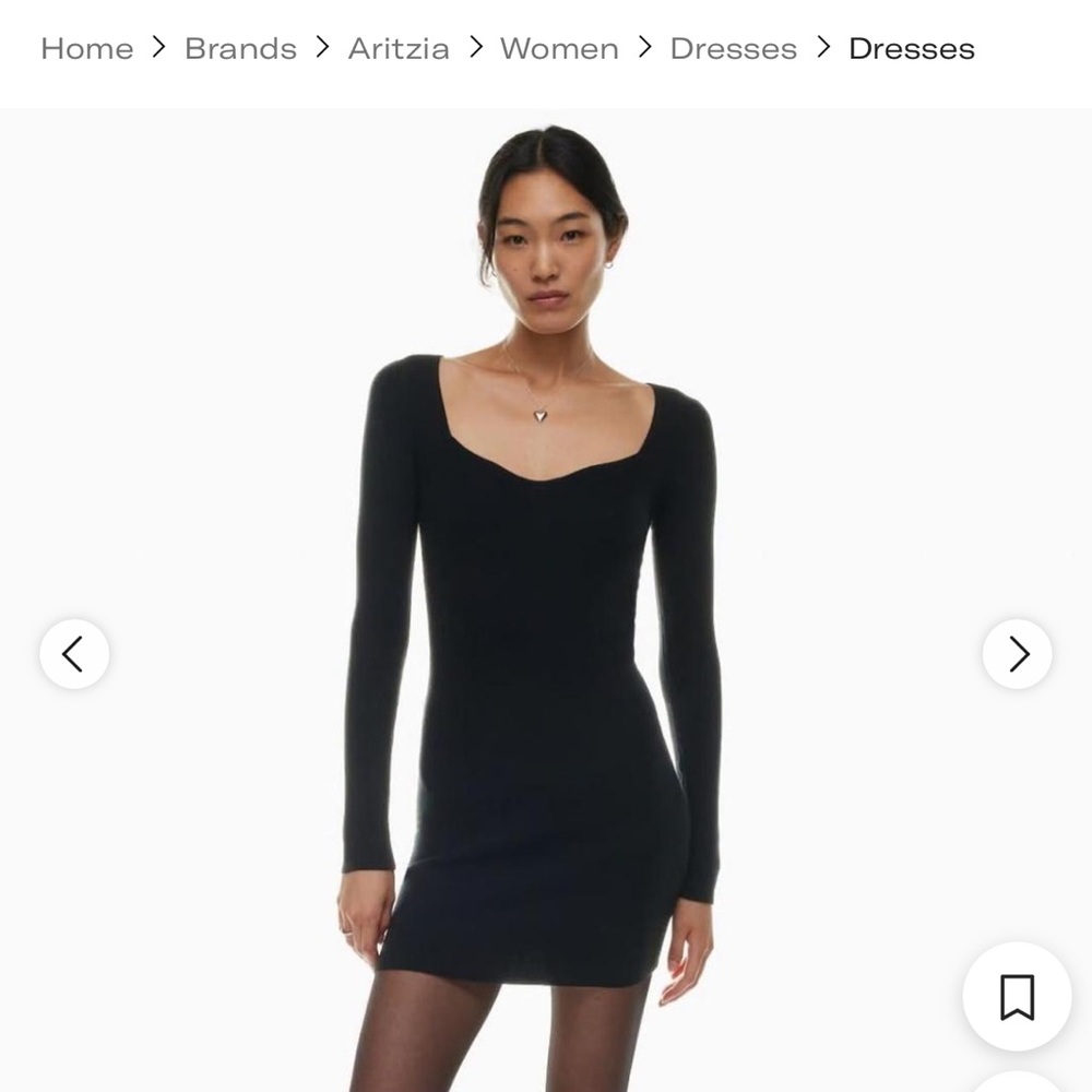 Aritzia Tuscany Long Sleeve Black Mini Dress **worn once** small